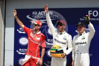 World © Octane Photographic Ltd. Formula 1 - Canadian Grand Prix - Saturday - Qualifying. Lewis Hamilton - Mercedes AMG Petronas F1 W08 EQ Energy+, Valtteri Bottas and Sebastian Vettel - Scuderia Ferrari SF70H. Circuit Gilles Villeneuve, Montreal, Canada. Saturday 10th June 2017. Digital Ref: 1854LB1D7032