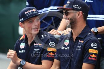 World © Octane Photographic Ltd. Formula 1 - Canadian Grand Prix - Sunday Drivers Parade & Grid. Daniel Ricciardo & Max Verstappen - Red Bull Racing. Circuit Gilles Villeneuve, Montreal, Canada. Sunday 11th June 2017. Digital Ref: 1856LB1D7284