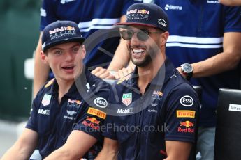 World © Octane Photographic Ltd. Formula 1 - Canadian Grand Prix - Sunday Drivers Parade & Grid. Daniel Ricciardo & Max Verstappen - Red Bull Racing. Circuit Gilles Villeneuve, Montreal, Canada. Sunday 11th June 2017. Digital Ref: 1856LB1D7288