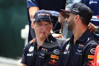 World © Octane Photographic Ltd. Formula 1 - Canadian Grand Prix - Sunday Drivers Parade & Grid. Daniel Ricciardo & Max Verstappen - Red Bull Racing. Circuit Gilles Villeneuve, Montreal, Canada. Sunday 11th June 2017. Digital Ref: 1856LB1D7314