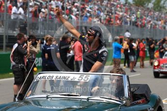 World © Octane Photographic Ltd. Formula 1 - Canadian Grand Prix - Sunday Drivers Parade & Grid. Carlos Sainz - Scuderia Toro Rosso STR12. Circuit Gilles Villeneuve, Montreal, Canada. Sunday 11th June 2017. Digital Ref: 1856LB1D7413