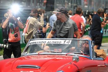 World © Octane Photographic Ltd. Formula 1 - Canadian Grand Prix - Sunday Drivers Parade & Grid. Fernando Alonso - McLaren Honda MCL32. Circuit Gilles Villeneuve, Montreal, Canada. Sunday 11th June 2017. Digital Ref: 1856LB1D7426