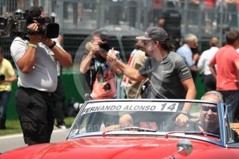 World © Octane Photographic Ltd. Formula 1 - Canadian Grand Prix - Sunday Drivers Parade & Grid. Fernando Alonso - McLaren Honda MCL32. Circuit Gilles Villeneuve, Montreal, Canada. Sunday 11th June 2017. Digital Ref: 1856LB1D7431