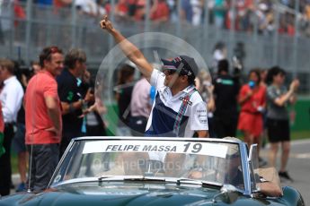 World © Octane Photographic Ltd. Formula 1 - Canadian Grand Prix - Sunday Drivers Parade & Grid. Felipe Massa - Williams Martini Racing FW40. Circuit Gilles Villeneuve, Montreal, Canada. Sunday 11th June 2017. Digital Ref: 1856LB1D7454