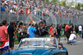 World © Octane Photographic Ltd. Formula 1 - Canadian Grand Prix - Sunday Drivers Parade & Grid. Max Verstappen - Red Bull Racing RB13. Circuit Gilles Villeneuve, Montreal, Canada. Sunday 11th June 2017. Digital Ref: 1856LB1D7478