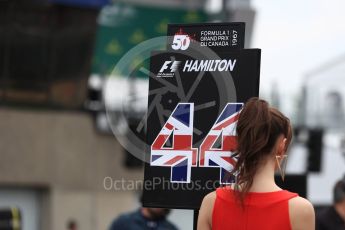 World © Octane Photographic Ltd. Formula 1 - Canadian Grand Prix - Sunday Drivers Parade & Grid. Lewis Hamilton - Mercedes AMG Petronas F1 W08 EQ Energy+. Circuit Gilles Villeneuve, Montreal, Canada. Sunday 11th June 2017. Digital Ref: 1856LB1D7526