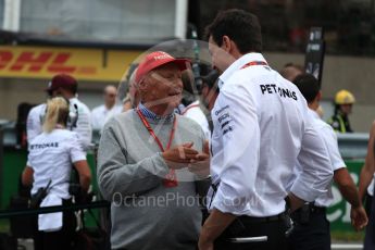 World © Octane Photographic Ltd. Formula 1 - Canadian Grand Prix. Toto Wolff - Executive Director & Head of Mercedes-Benz Motorsport and Niki Lauda - Non-Executive Chairman of Mercedes-Benz Motorsport. Circuit Gilles Villeneuve, Montreal, Canada. Sunday 11th June 2017. Digital Ref: 1856LB1D7597