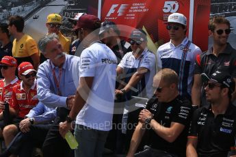 World © Octane Photographic Ltd. Formula 1 - Canadian Grand Prix - Sunday Drivers Parade & Grid. Lewis Hamilton - Mercedes AMG Petronas F1 W08 EQ Energy+. Circuit Gilles Villeneuve, Montreal, Canada. Sunday 11th June 2017. Digital Ref: 1856LB2D3231