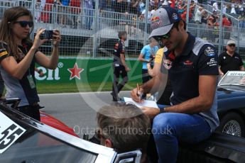 World © Octane Photographic Ltd. Formula 1 - Canadian Grand Prix - Sunday Drivers Parade & Grid. Carlos Sainz - Scuderia Toro Rosso STR12. Circuit Gilles Villeneuve, Montreal, Canada. Sunday 11th June 2017. Digital Ref: 1856LB2D3295