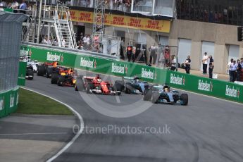 World © Octane Photographic Ltd. Formula 1 - Canadian Grand Prix - Sunday Race. Lewis Hamilton - Mercedes AMG Petronas F1 W08 EQ Energy+ leads the race start. Circuit Gilles Villeneuve, Montreal, Canada. Sunday 11th June 2017. Digital Ref: 1857LB1D7657