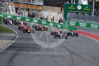 World © Octane Photographic Ltd. Formula 1 - Canadian Grand Prix - Sunday Race. Lewis Hamilton - Mercedes AMG Petronas F1 W08 EQ Energy+ leads the race start. Circuit Gilles Villeneuve, Montreal, Canada. Sunday 11th June 2017. Digital Ref: 1857LB1D7668