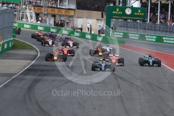 World © Octane Photographic Ltd. Formula 1 - Canadian Grand Prix - Sunday Race. Lewis Hamilton - Mercedes AMG Petronas F1 W08 EQ Energy+ leads the race start. Circuit Gilles Villeneuve, Montreal, Canada. Sunday 11th June 2017. Digital Ref: 1857LB1D7671