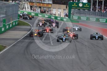 World © Octane Photographic Ltd. Formula 1 - Canadian Grand Prix - Sunday Race. Lewis Hamilton - Mercedes AMG Petronas F1 W08 EQ Energy+ leads the race start. Circuit Gilles Villeneuve, Montreal, Canada. Sunday 11th June 2017. Digital Ref: 1857LB1D7675