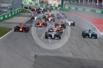 World © Octane Photographic Ltd. Formula 1 - Canadian Grand Prix - Sunday Race. Lewis Hamilton - Mercedes AMG Petronas F1 W08 EQ Energy+ leads the race start. Circuit Gilles Villeneuve, Montreal, Canada. Sunday 11th June 2017. Digital Ref: 1857LB1D7679