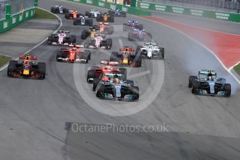 World © Octane Photographic Ltd. Formula 1 - Canadian Grand Prix - Sunday Race. Lewis Hamilton - Mercedes AMG Petronas F1 W08 EQ Energy+ leads the race start. Circuit Gilles Villeneuve, Montreal, Canada. Sunday 11th June 2017. Digital Ref: 1857LB1D7682