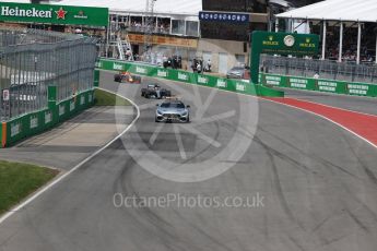 World © Octane Photographic Ltd. Formula 1 - Canadian Grand Prix - Sunday Race. Lewis Hamilton - Mercedes AMG Petronas F1 W08 EQ Energy+ leads behind safety car. Circuit Gilles Villeneuve, Montreal, Canada. Sunday 11th June 2017. Digital Ref: 1857LB1D7774