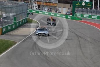 World © Octane Photographic Ltd. Formula 1 - Canadian Grand Prix - Sunday Race. Lewis Hamilton - Mercedes AMG Petronas F1 W08 EQ Energy+ leads behind safety car. Circuit Gilles Villeneuve, Montreal, Canada. Sunday 11th June 2017. Digital Ref: 1857LB1D7778