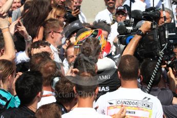 World © Octane Photographic Ltd. Formula 1 - Canadian Grand Prix - Sunday Race - Podium. Lewis Hamilton - Mercedes AMG Petronas F1 W08 EQ Energy+. Circuit Gilles Villeneuve, Montreal, Canada. Sunday 11th June 2017. Digital Ref: 1858LB1D8300