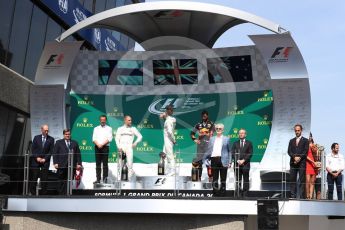 World © Octane Photographic Ltd. Formula 1 - Canadian Grand Prix - Sunday Race - Podium. Lewis Hamilton - Mercedes AMG Petronas F1 W08 EQ Energy+ and Valtteri Bottas, Daniel Ricciardo - Red Bull Racing RB13. Circuit Gilles Villeneuve, Montreal, Canada. Sunday 11th June 2017. Digital Ref: 1858LB1D8494