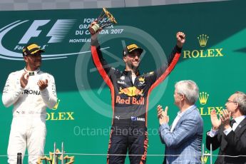 World © Octane Photographic Ltd. Formula 1 - Canadian Grand Prix - Sunday Race - Podium. Daniel Ricciardo - Red Bull Racing RB13. Circuit Gilles Villeneuve, Montreal, Canada. Sunday 11th June 2017. Digital Ref: 1858LB1D8638