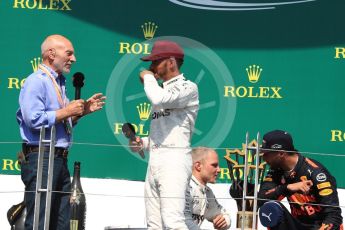 World © Octane Photographic Ltd. Formula 1 - Canadian Grand Prix - Sunday Race - Podium. Lewis Hamilton - Mercedes AMG Petronas F1 W08 EQ Energy+ and Sir Patrick Stewart. Circuit Gilles Villeneuve, Montreal, Canada. Sunday 11th June 2017. Digital Ref: 1858LB1D8837