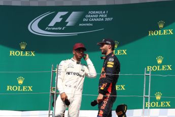 World © Octane Photographic Ltd. Formula 1 - Canadian Grand Prix - Sunday Race. Lewis Hamilton - Mercedes AMG Petronas F1 W08 EQ Energy+ and Daniel Ricciardo - Red Bull Racing RB13. Circuit Gilles Villeneuve, Montreal, Canada. Sunday 11th June 2017. Digital Ref: 1858LB1D8898