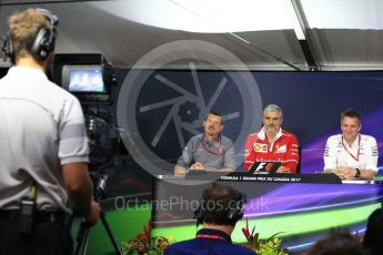 World © Octane Photographic Ltd. Formula 1 - Canadian Grand Prix - Friday FIA Team Personnel Press Conference. Guenther Steiner - Team Principal of Haas F1 Team, Maurizio Arrivabene – Managing Director and Team Principal of Scuderia Ferrari and James Allison - Technical Director of Mercedes-AMG Petronas Motorsport. Circuit Gilles Villeneuve, Montreal, Canada. Friday 9th June 2017. Digital Ref: 1852LB2D2683