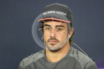 World © Octane Photographic Ltd. Formula 1 - Canadian Grand Prix – Thursday Drivers Press Conference. Fernando Alonso - McLaren Honda. Circuit Gilles Villeneuve, Montreal, Canada. Thursday 8th June 2017. Digital Ref: 1847LB1D2198