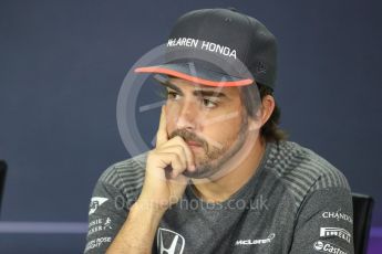 World © Octane Photographic Ltd. Formula 1 - Canadian Grand Prix – Thursday Drivers Press Conference. Fernando Alonso - McLaren Honda. Circuit Gilles Villeneuve, Montreal, Canada. Thursday 8th June 2017. Digital Ref: 1847LB1D2281