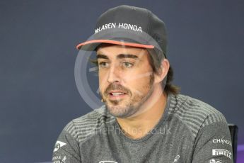 World © Octane Photographic Ltd. Formula 1 - Canadian Grand Prix – Thursday Drivers Press Conference. Fernando Alonso - McLaren Honda. Circuit Gilles Villeneuve, Montreal, Canada. Thursday 8th June 2017. Digital Ref: 1847LB1D2318