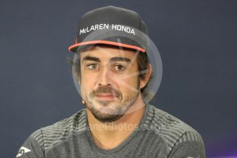 World © Octane Photographic Ltd. Formula 1 - Canadian Grand Prix – Thursday Drivers Press Conference. Fernando Alonso - McLaren Honda. Circuit Gilles Villeneuve, Montreal, Canada. Thursday 8th June 2017. Digital Ref: 1847LB1D2373