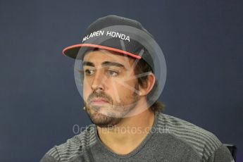 World © Octane Photographic Ltd. Formula 1 - Canadian Grand Prix – Thursday Drivers Press Conference. Fernando Alonso - McLaren Honda. Circuit Gilles Villeneuve, Montreal, Canada. Thursday 8th June 2017. Digital Ref: 1847LB1D2395