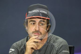 World © Octane Photographic Ltd. Formula 1 - Canadian Grand Prix – Thursday Drivers Press Conference. Fernando Alonso - McLaren Honda. Circuit Gilles Villeneuve, Montreal, Canada. Thursday 8th June 2017. Digital Ref: 1847LB1D2428
