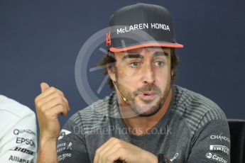 World © Octane Photographic Ltd. Formula 1 - Canadian Grand Prix – Thursday Drivers Press Conference. Fernando Alonso - McLaren Honda. Circuit Gilles Villeneuve, Montreal, Canada. Thursday 8th June 2017. Digital Ref: 1847LB1D2442