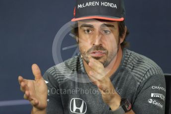 World © Octane Photographic Ltd. Formula 1 - Canadian Grand Prix – Thursday Drivers Press Conference. Fernando Alonso - McLaren Honda. Circuit Gilles Villeneuve, Montreal, Canada. Thursday 8th June 2017. Digital Ref: 1847LB1D2450