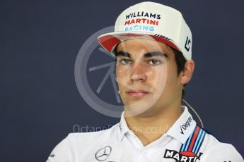 World © Octane Photographic Ltd. Formula 1 - Canadian Grand Prix – Thursday Drivers Press Conference. Lance Stroll - Williams Martini Racing. Circuit Gilles Villeneuve, Montreal, Canada. Thursday 8th June 2017. Digital Ref: 1847LB1D2502