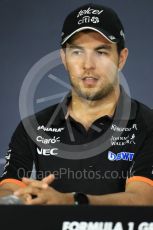 World © Octane Photographic Ltd. Formula 1 - Canadian Grand Prix – Thursday Drivers Press Conference. Sergio Perez - Sahara Force India. Circuit Gilles Villeneuve, Montreal, Canada. Thursday 8th June 2017. Digital Ref: 1847LB1D2527