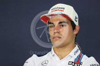 World © Octane Photographic Ltd. Formula 1 - Canadian Grand Prix – Thursday Drivers Press Conference. Lance Stroll - Williams Martini Racing. Circuit Gilles Villeneuve, Montreal, Canada. Thursday 8th June 2017. Digital Ref: 1847LB1D2551