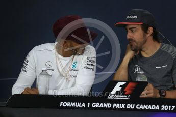 World © Octane Photographic Ltd. Formula 1 - Canadian Grand Prix – Thursday Drivers Press Conference. Lewis Hamilton - Mercedes AMG Petronas F1 Team and Fernando Alonso - McLaren Honda. Circuit Gilles Villeneuve, Montreal, Canada. Thursday 8th June 2017. Digital Ref: 1847LB2D1221