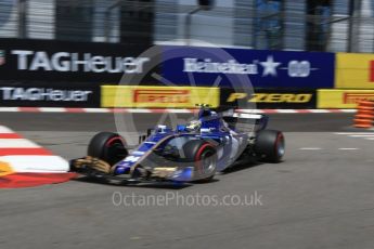 World © Octane Photographic Ltd. Formula 1 - Monaco Grand Prix - Practice 2. Pascal Wehrlein – Sauber F1 Team C36. Monte Carlo, Monaco. Wednesday 24th May 2017. Digital Ref: 1832CB2D0265