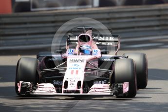 World © Octane Photographic Ltd. Formula 1 - Monaco Grand Prix - Practice 2. Sergio Perez - Sahara Force India VJM10. Monte Carlo, Monaco. Wednesday 24th May 2017. Digital Ref: 1832LB1D7180