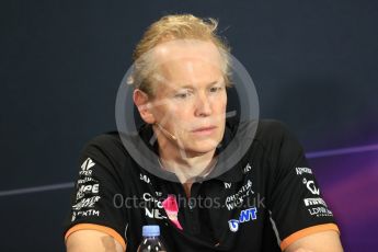 World © Octane Photographic Ltd. Formula 1 - Monaco Grand Prix – FIA Team Press Conference. Andy Green - Technical director at Sahara Force India. Monte Carlo, Monaco. Thursday 25th May 2017. Digital Ref: 1833LB1D7514