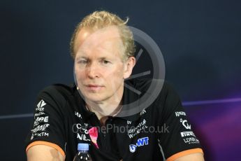 World © Octane Photographic Ltd. Formula 1 - Monaco Grand Prix – FIA Team Press Conference. Andy Green - Technical director at Sahara Force India. Monte Carlo, Monaco. Thursday 25th May 2017. Digital Ref: 1833LB1D7519