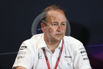 World © Octane Photographic Ltd. Formula 1 - Monaco Grand Prix – FIA Team Press Conference. Jonathan Neale – Chief Operating Officer at McLaren Technology Group. Monte Carlo, Monaco. Thursday 25th May 2017. Digital Ref: 1833LB1D7523