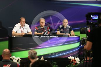 World © Octane Photographic Ltd. Formula 1 - Monaco Grand Prix – FIA Team Press Conference. . Jonathan Neale – Chief Operating Officer at McLaren Technology Group, Gene Haas - Founder and Chairman of Haas F1 Team and Franz Tost – Team Principal of Scuderia Toro Rosso. Monte Carlo, Monaco. Thursday 25th May 2017. Digital Ref: 1833LB5D1020