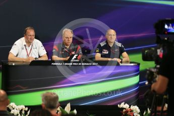 World © Octane Photographic Ltd. Formula 1 - Monaco Grand Prix – FIA Team Press Conference. . Jonathan Neale – Chief Operating Officer at McLaren Technology Group, Gene Haas - Founder and Chairman of Haas F1 Team and Franz Tost – Team Principal of Scuderia Toro Rosso. Monte Carlo, Monaco. Thursday 25th May 2017. Digital Ref: 1833LB5D1041