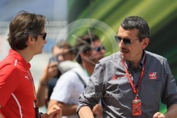 World © Octane Photographic Ltd. Formula 1 - Monaco Grand Prix. Guenther Steiner - Team Principal of Haas F1 Team and Massimo Rivola head of Ferrari Academy. Monaco, Monte Carlo. Wednesday 24th May 2017. Digital Ref: