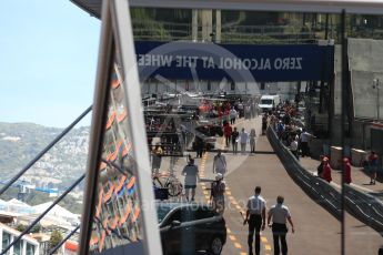 World © Octane Photographic Ltd. Formula 1 - Monaco Grand Prix Setup. Pit lane reflected in race control. Monaco, Monte Carlo. Wednesday 24th May 2017. Digital Ref: