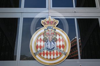 World © Octane Photographic Ltd. Formula 1 - Monaco Grand Prix Setup. Automobile Club de Monaco logo on race control. Monaco, Monte Carlo. Wednesday 24th May 2017. Digital Ref: