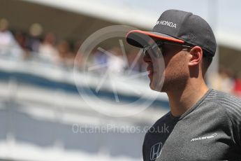 World © Octane Photographic Ltd. Formula 1 - Spanish Grand Prix Driver’s Parade. Stoffel Vandoorne - McLaren Honda MCL32. Circuit de Barcelona - Catalunya, Spain. Sunday 14th May 2017. Digital Ref: 1824LB1D3546
